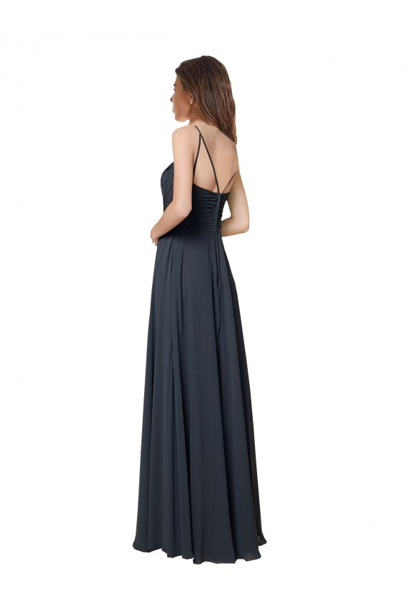 Open Back Watermelon A-Line V-Neck Long Bridesmaid Dress Hobart