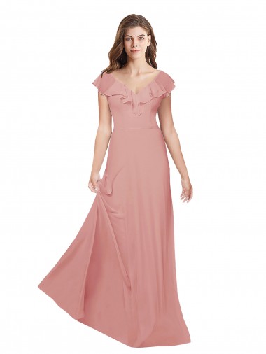 Open Back Bliss Pink A-Line V-Neck Long Bridesmaid Dress / Evening Dress Hobart