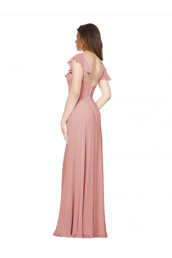 Open Back Bliss Pink A-Line V-Neck Long Bridesmaid Dress / Evening Dress Hobart