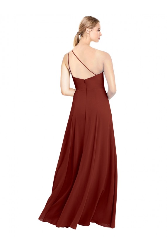 Burgundy A-Line One Shoulder Long Formal Dress / Bridesmaid Dress Hobart