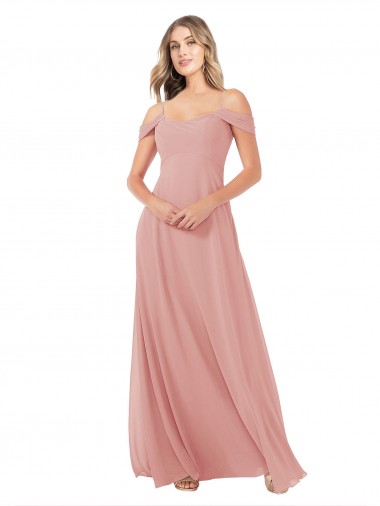 Bliss Pink A-Line Scoop Neck Long Bridal Party Dress Hobart