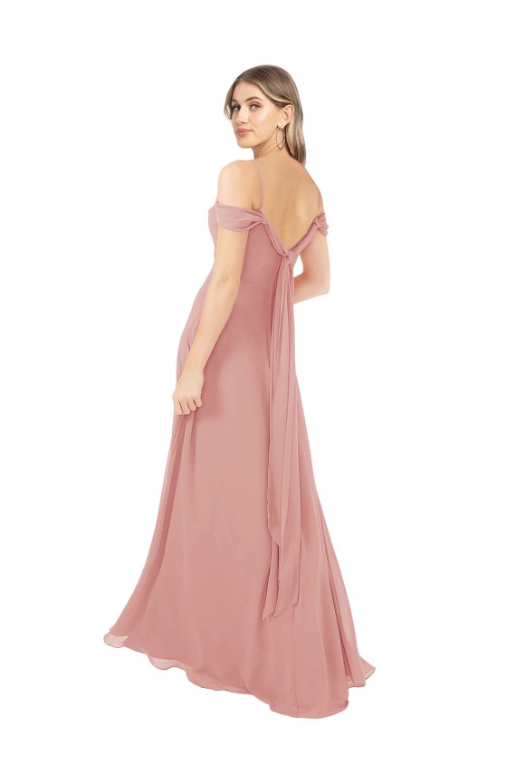 Bliss Pink A-Line Scoop Neck Long Bridal Party Dress Hobart