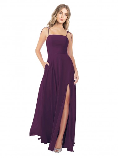 Keyhole Back Grape A-Line Strapless Long Bridesmaid Dress Hobart