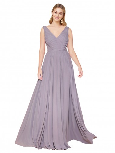 V-Back Dusty Rose A-Line High Neck Long Formal Evening Gown / Prom Dress / Bridesmaid Dress Hobart