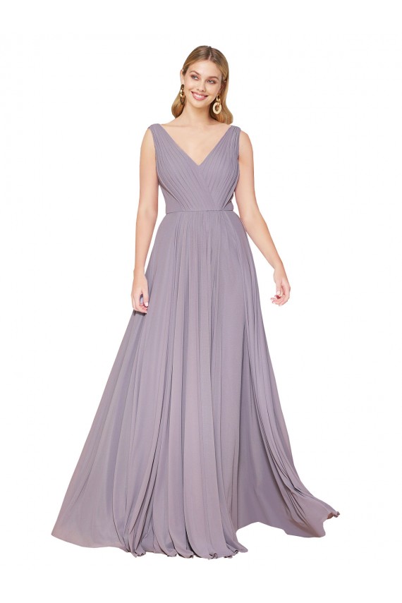 V-Back Dusty Rose A-Line High Neck Long Formal Evening Gown / Prom Dress / Bridesmaid Dress Hobart