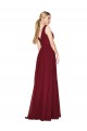 V-Back Burgundy A-Line High Neck Long Formal Dress / Bridesmaid Dress Hobart