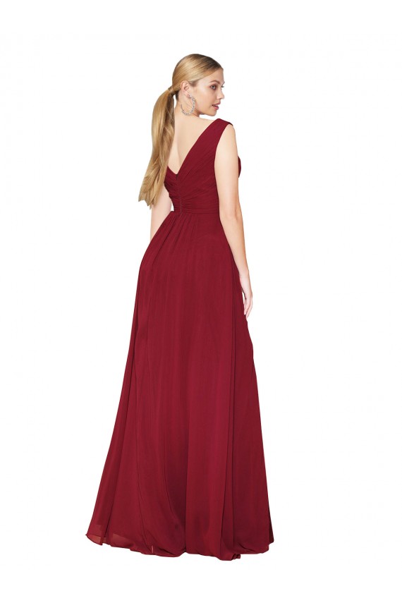 V-Back Burgundy A-Line High Neck Long Black Tie Evening Gown / Prom Dress / Bridesmaid Dress Hobart