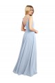 V-Back Light Sky Blue A-Line Cowl Neck Long Bridesmaid Dress / Evening Gowns Hobart