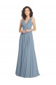 V-Back Dusty Blue A-Line V-Neck Long Bridesmaid Dress Hobart