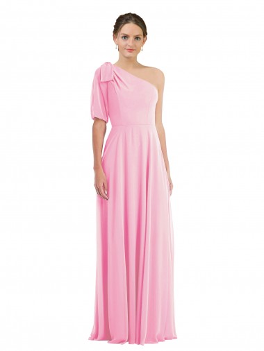 Barely Pink Trumpet One Shoulder Long Semi Formal Evening Dress / Bridesmaid Dress Hobart