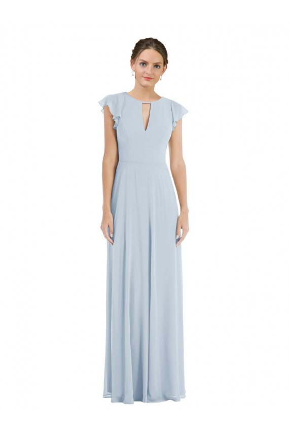 V-Back Sea Glass A-Line Bateau Neck Long Formal Evening Gown / Bridesmaid Dress Hobart