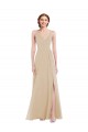 Open Back Champagne A-Line V-Neck Long Semi Formal Evening Dress / Bridesmaid Dress Hobart