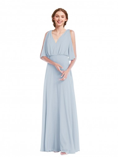 Sea Glass A-Line V-Neck Long Evening Gown / Bridesmaid Dress Hobart