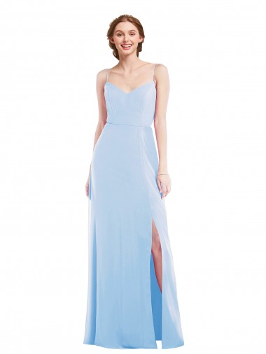 Light Sky Blue A-Line V-Neck Long Formal Evening Gown / Bridesmaid Dress Hobart