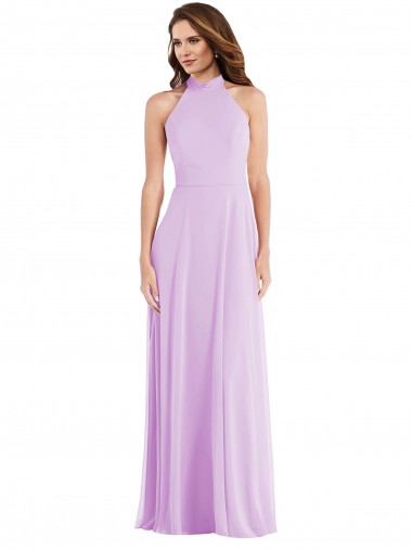 Low Back Lilac A-Line Halter Neck Long Semi Formal Evening Dress / Bridesmaid Dress Hobart