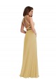 Open Back Gold A-Line Halter Neck Long Semi Formal Evening Dress / Bridesmaid Dress Hobart