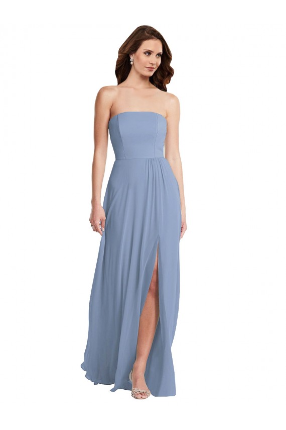 Dusty Blue A-Line Strapless Long Semi Formal Evening Dress / Bridesmaid Dress Hobart