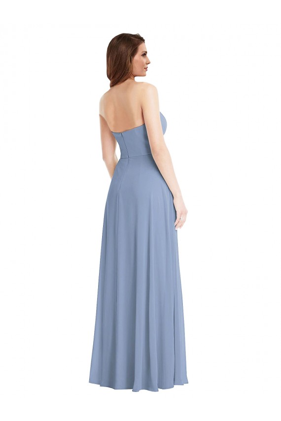 Dusty Blue A-Line Strapless Long Semi Formal Evening Dress / Bridesmaid Dress Hobart