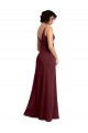 V-Back Burgundy Gold A-Line V-Neck Long Bridesmaid Dress / Formal Dress Hobart