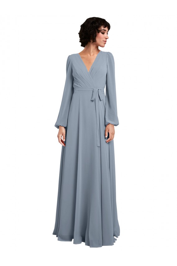 Dusty Blue A-Line V-Neck Long Bridesmaid Dress / Formal Dress Hobart