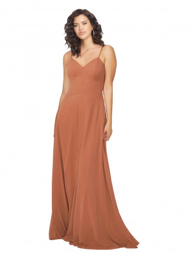 Keyhole Back Rosewood A-Line V-Neck Long Bridesmaid Dress Hobart