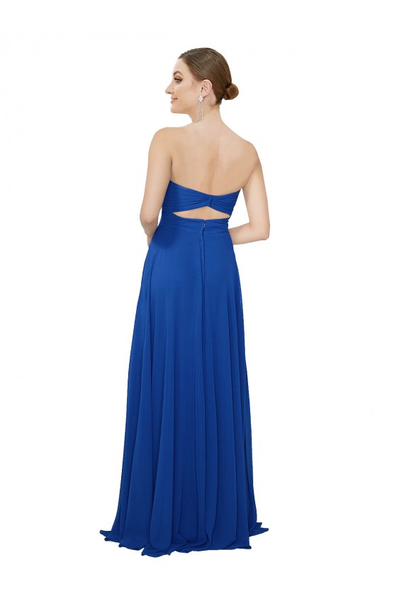 Keyhole Back Royal Blue A-Line Strapless Long Bridesmaid Dress / Evening Dress Hobart