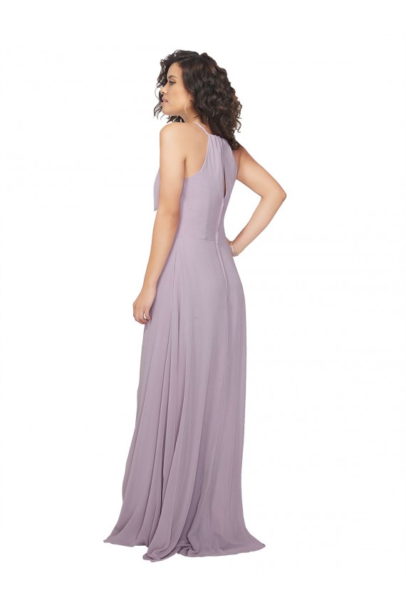 Keyhole Back Pink Glow A-Line Halter Neck Long Bridesmaid Dress / Evening Dress Hobart