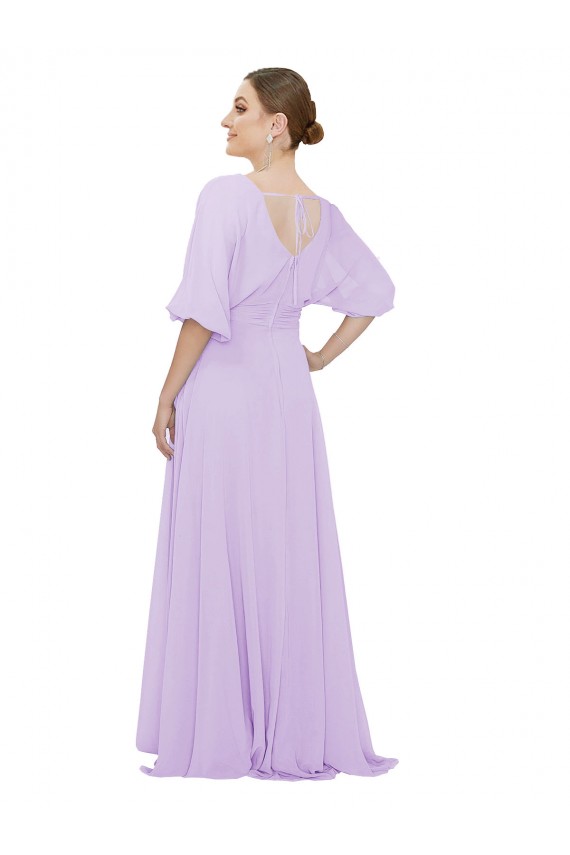Low Back Lilac A-Line V-Neck Long Bridesmaid Dress Hobart