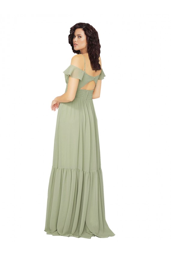 Keyhole Back Saffron A-Line Sweetheart Long Bridesmaid Dress Hobart