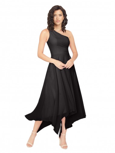 Black A-Line Strapless Midi Length High Low Bridesmaid Dress Hobart