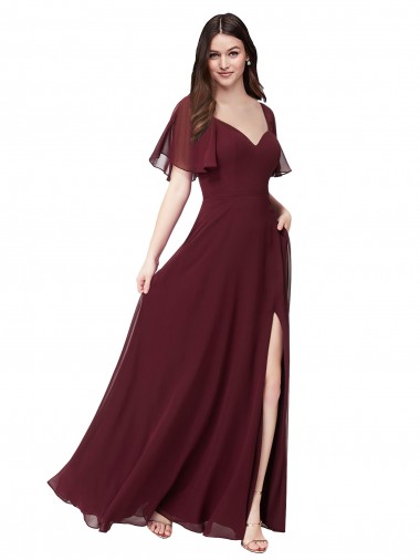 Keyhole Back Burgundy Gold A-Line Sweetheart Long Formal Dress / Bridesmaid Dress Hobart