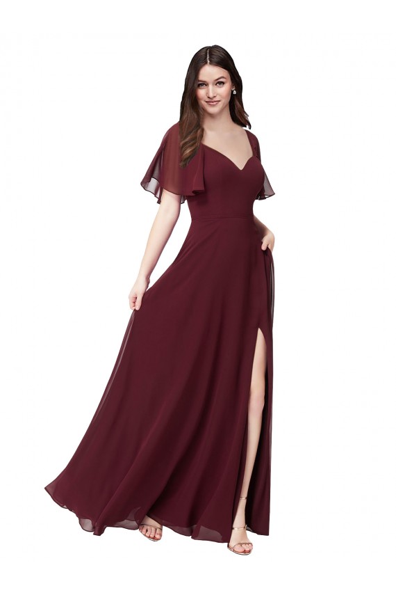 Keyhole Back Burgundy Gold A-Line Sweetheart Long Formal Dress / Bridesmaid Dress Hobart