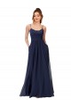 Low Back Dark Navy A-Line Scoop Neck Long Bridesmaid Dress Hobart