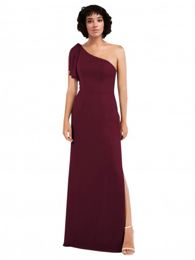 Burgundy A-Line One Shoulder Long Formal Evening Gown / Bridesmaid Dress Hobart