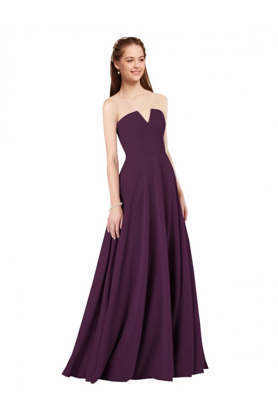 Low Back Grape A-Line Strapless Long Formal Dress / Bridesmaid Dress Hobart