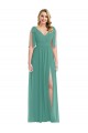 V-Back Icelandic Silver A-Line V-Neck Long Semi Formal Evening Dress / Bridesmaid Dress Hobart
