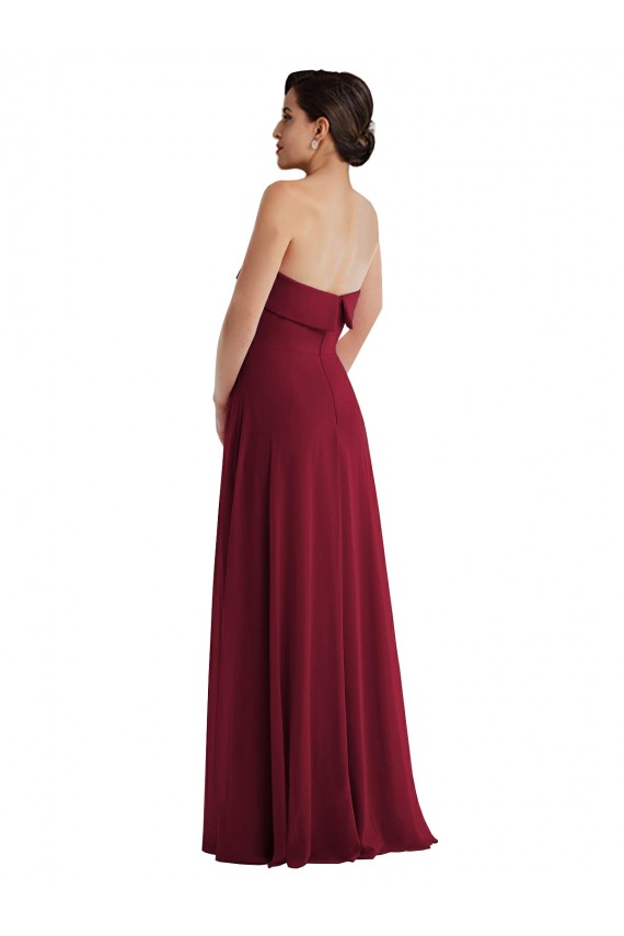 Low Back Burgundy A-Line Strapless Long Formal Evening Gown / Bridesmaid Dress Hobart