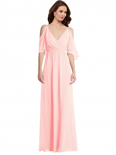 V-Back Pink A-Line V-Neck Long Semi Formal Evening Dress / Bridesmaid Dress Hobart