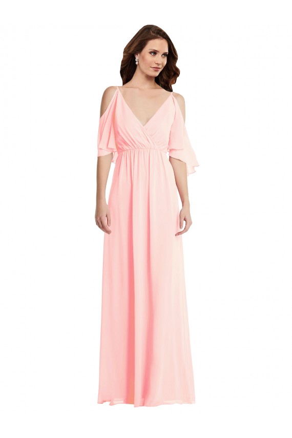 V-Back Pink A-Line V-Neck Long Semi Formal Evening Dress / Bridesmaid Dress Hobart