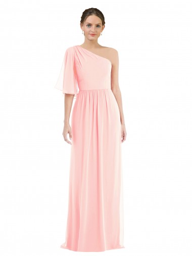 Pink A-Line One Shoulder Long Semi Formal Evening Dress / Bridesmaid Dress Hobart