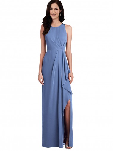 Keyhole Back Windsor Blue A-Line Jewel Neck Long Bridesmaid Dress Hobart