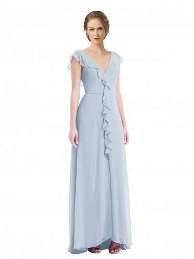 V-Back Sea Glass A-Line V-Neck Long Black Tie Evening Gown / Bridesmaid Dress Hobart
