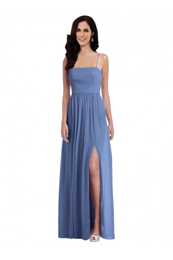 Low Back Windsor Blue A-Line Spaghetti Straps Long Semi Formal Evening Dress / Bridesmaid Dress Hobart