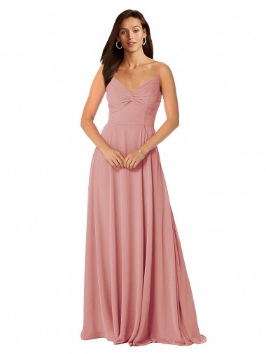 V-Back Bliss Pink A-Line V-Neck Sleeveless Long Bridesmaid Dress Hobart