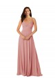 V-Back Bliss Pink A-Line V-Neck Sleeveless Long Bridesmaid Dress Hobart