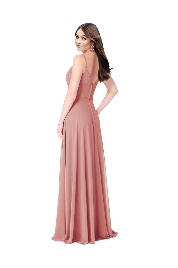 V-Back Bliss Pink A-Line V-Neck Sleeveless Long Bridesmaid Dress Hobart