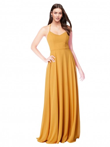Saffron A-Line V-Neck Long Formal Dress / Bridesmaid Dress Hobart