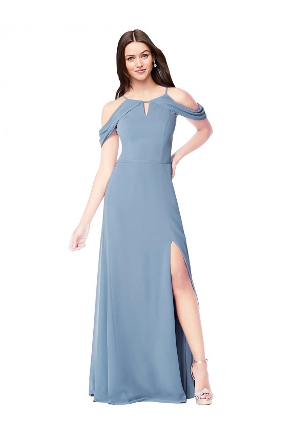 Dusty Blue A-Line Off the Shoulder Long Evening Dress / Bridesmaid Dress Hobart