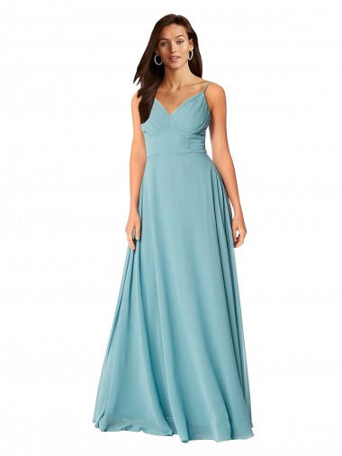 Turquoise A-Line V-Neck Long Bridesmaid Dress Hobart