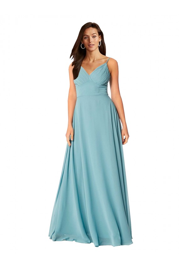 Turquoise A-Line V-Neck Long Bridesmaid Dress Hobart